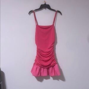 Chic Pink Ruched Dress